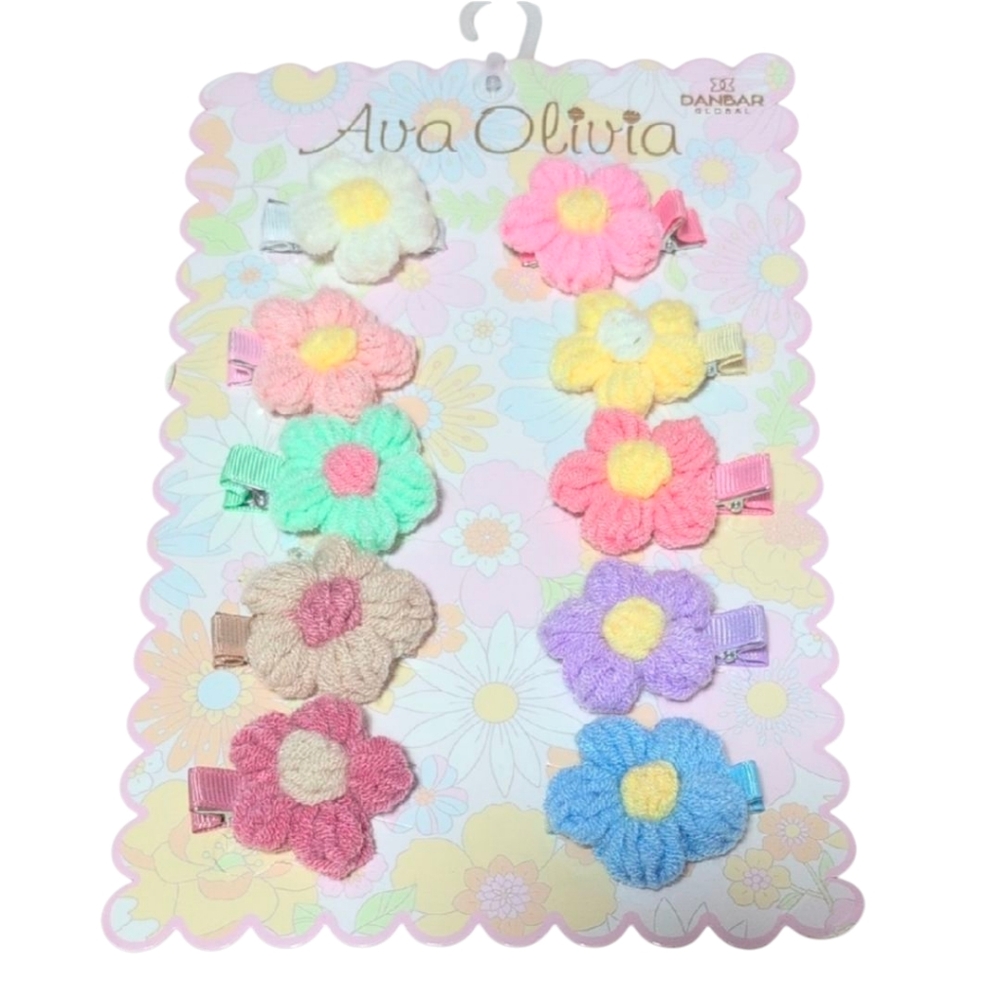 Floral Baby Hair Clips Set of 8